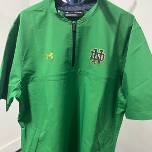 Green XL Notre Dame Short Sleeve Quarter Zip Jacket